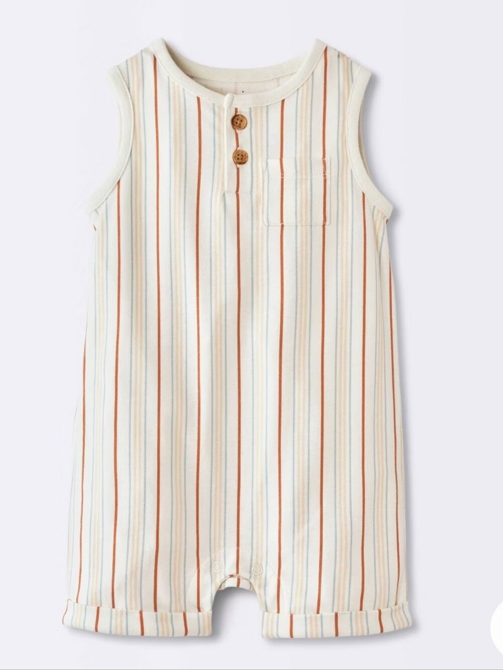 Baby Striped Henley Tank Romper - Cloud Island' White 24m